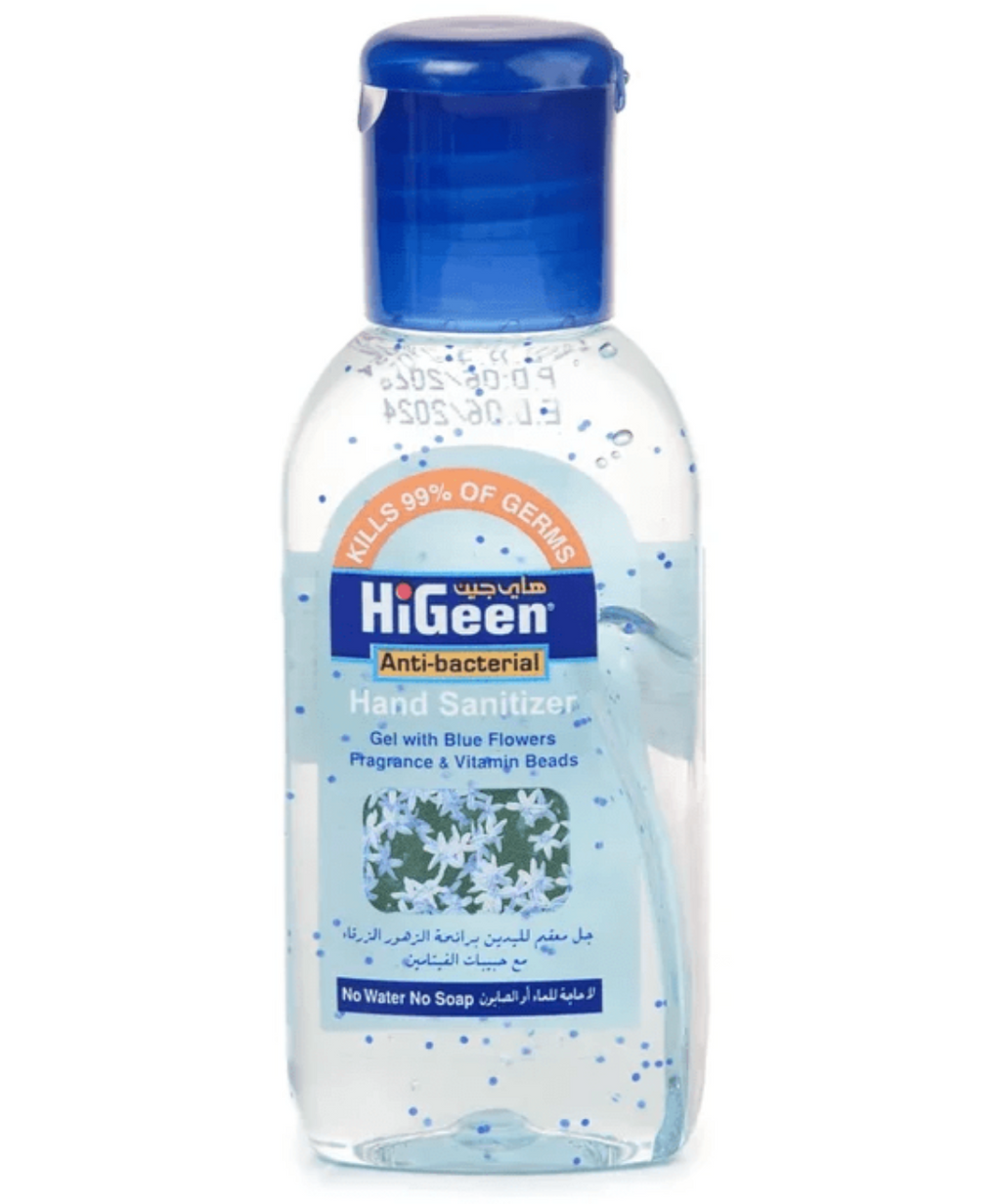 фото упаковки HiGeen Гель для рук антибактериальный голубые цветы