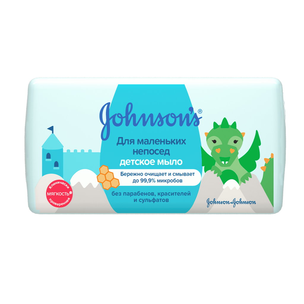 фото упаковки Johnson's Baby Pure Protect детское мыло с экстрактом зеленого чая