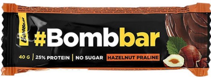 фото упаковки Bombbar батончик глазированный в шоколаде Фундучное пралине