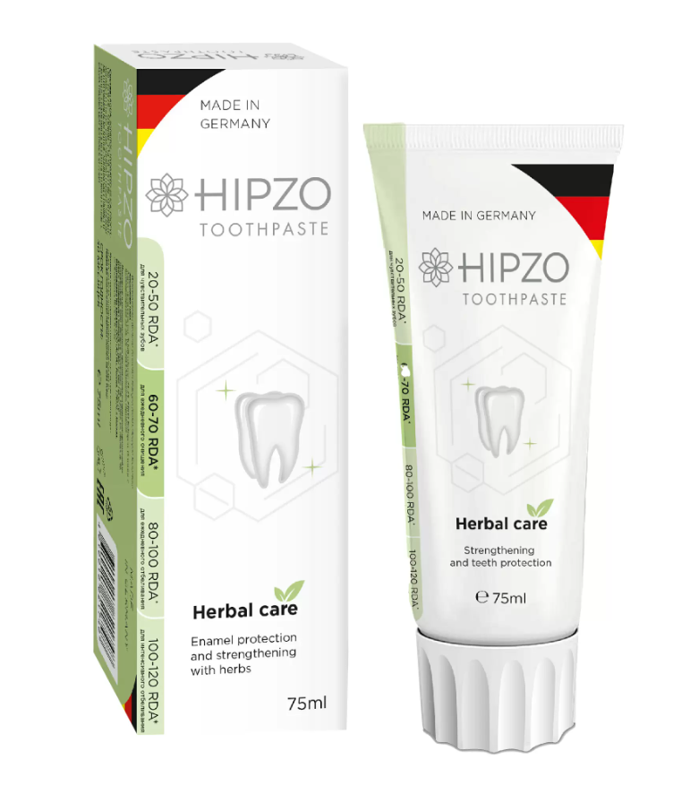 фото упаковки Hipzo Herbal care Зубная паста защита и укрепление эмали