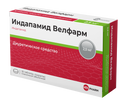 Индапамид Велфарм, 2.5 мг, таблетки, покрытые пленочной оболочкой, 30 шт.