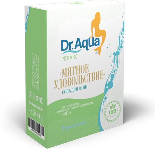 Dr Aqua Соль для ванн морская, мята, 250 г, 2 шт.
