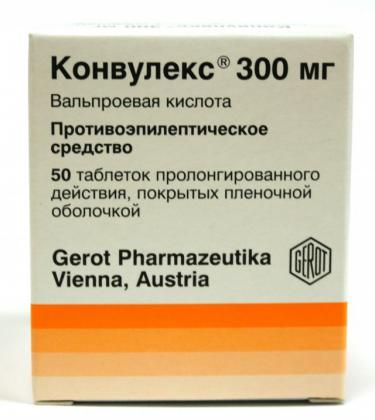 Конвулекс, 300 мг, таблетки пролонгированного действия, покрытые пленочной оболочкой, 50 шт.