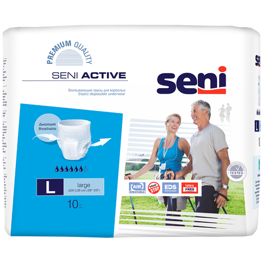 Seni Active трусы впитывающие для взрослых, Large 3 (100 -135 см), 10 шт.