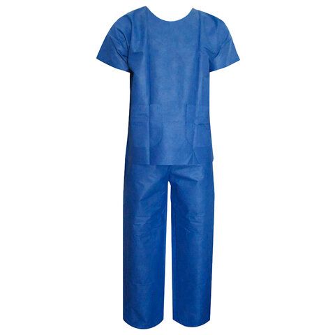 Костюм хирургический (рубашка и брюки), размер 52-54, стерильно, синего цвета, 1 шт.