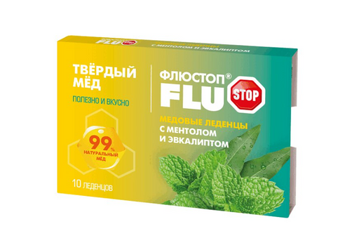 Флюстоп Медовые леденцы, леденцы, ментол эвкалипт, 10 шт.