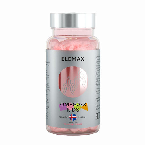 Elemax Omega-3 Kids, капсулы жевательные, со вкусом клубники, 90 шт.