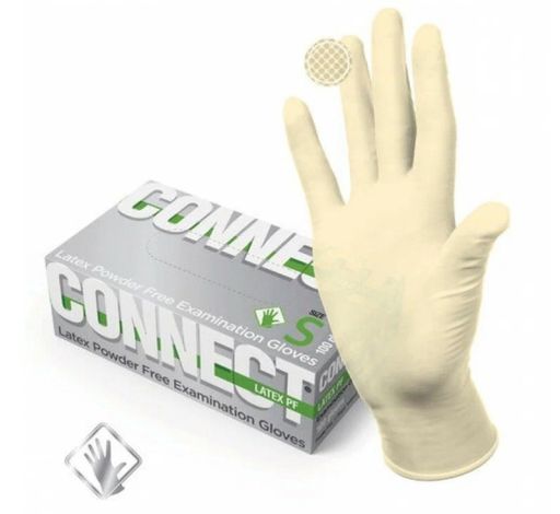 Перчатки Connect смотровые латексные, S, перчатки неопудренные нестерильные, цвет натуральный, пара, 50 шт.
