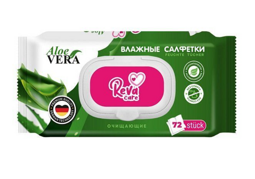 Reva Care Салфетки влажные универсальные очищающие, салфетки влажные, алоэ вера, 72 шт.